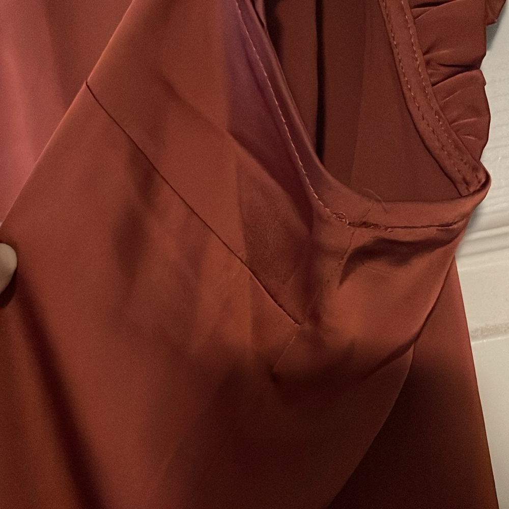 Burnt Orange/Copper Ruffle Shoulder Sleeveeless - Picture 2 of 6